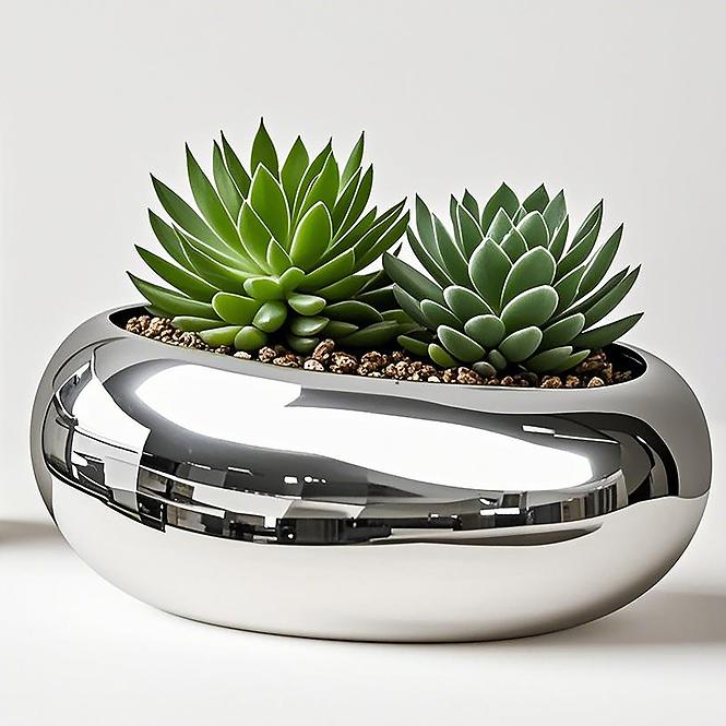 Virágcserép YS44170S Electroplating Effect 16x12x6,5 Silver,2