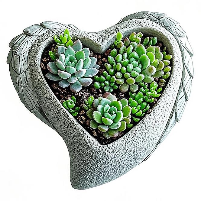 Virágcserép YS44384M cement Heart 18,5x18,5x7,5 Antique White