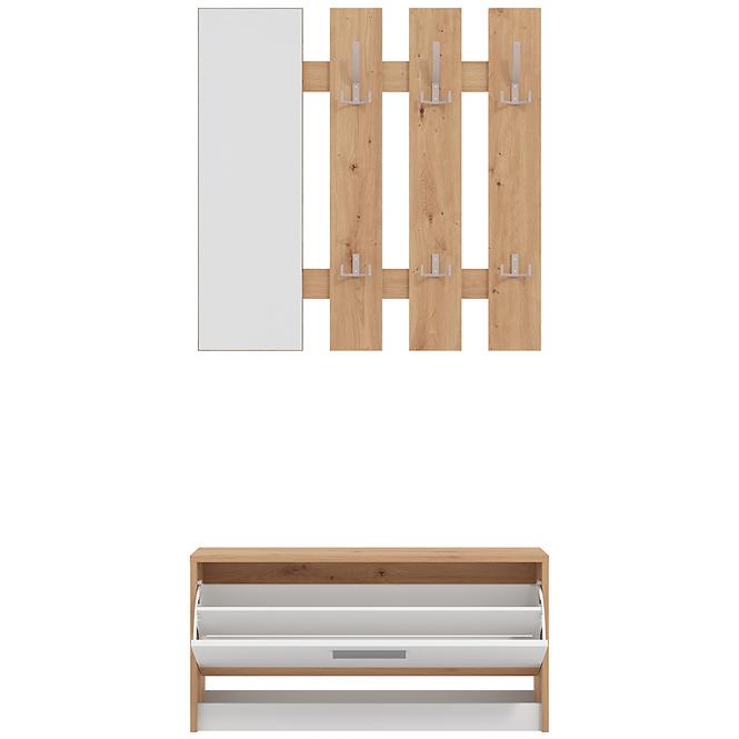 Előszobafal Rimini Artisan/Fehér 11011704