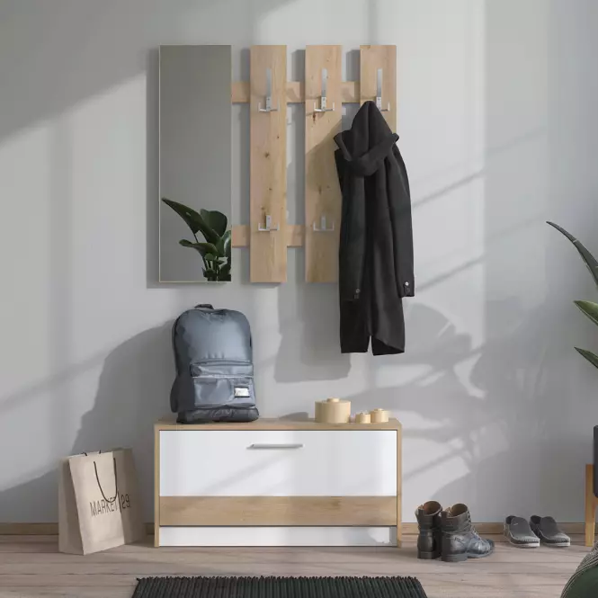 Előszobafal Rimini Artisan/Fehér 11011704,6