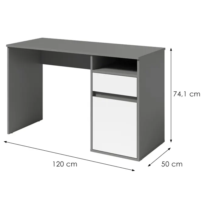 Íróasztal Billa 1d1sz 60 Nfsc B Grafit/Fehér