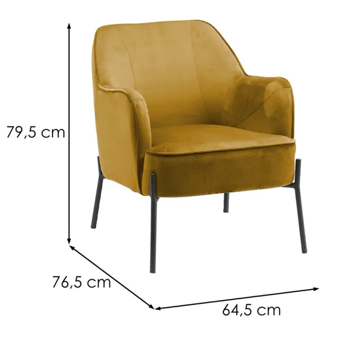 Fotel Bob WX-2924 Yellow Velvet 20,6