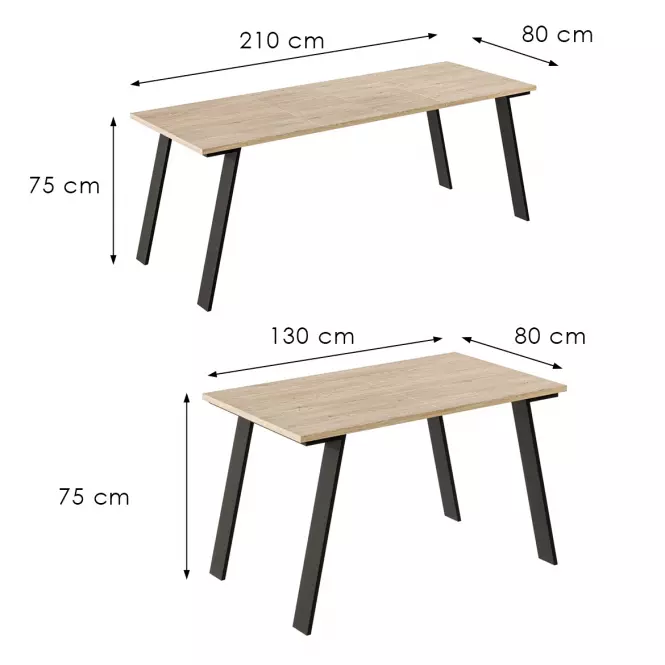 Kinyitható asztalok Liwia-210 tölgy cremona torro
