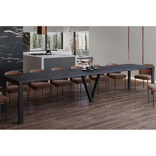 Kinyitható asztalok 130-405 cm Titan fekete beton,5