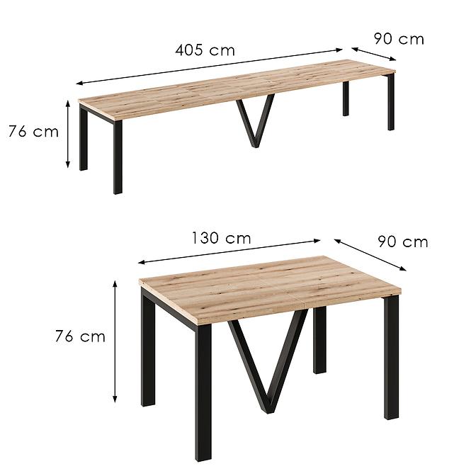 Kinyitható asztalok 130-405 cm Titan tölgy evoke