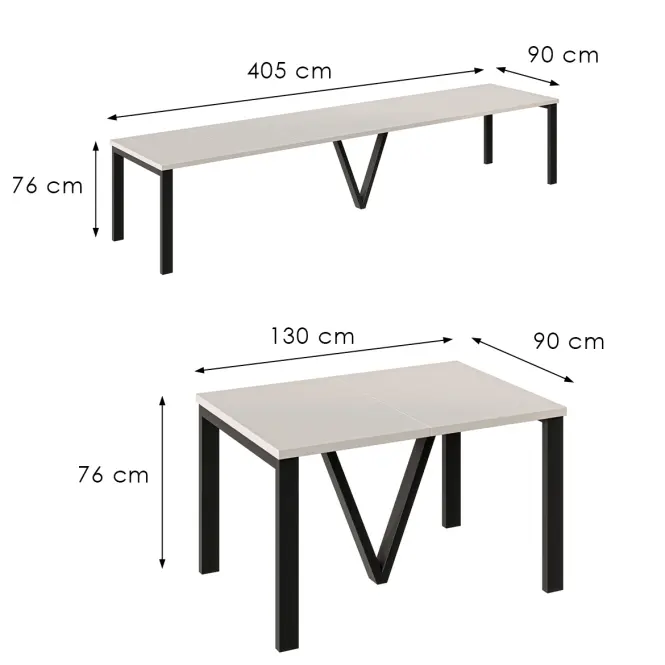 Kinyitható asztalok 130-405 cm Titan kasmír,3