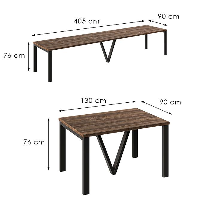 Kinyitható asztalok 130-405 cm Titan tölgy Stirling