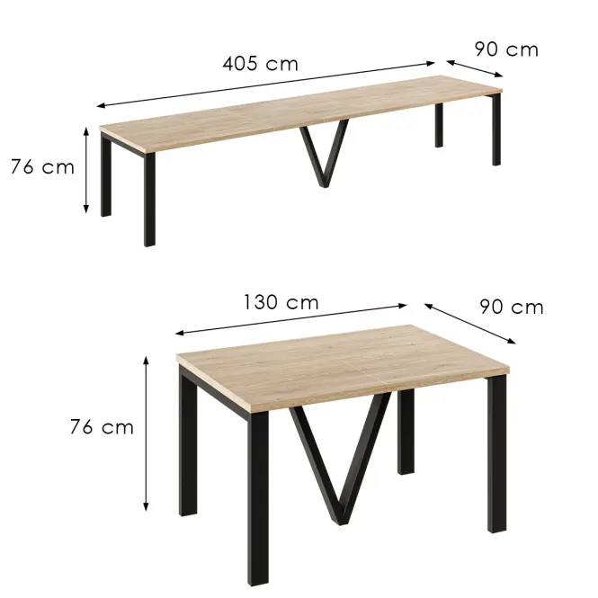 Kinyitható asztalok 130-405 cm Titan Cremona Torro,3