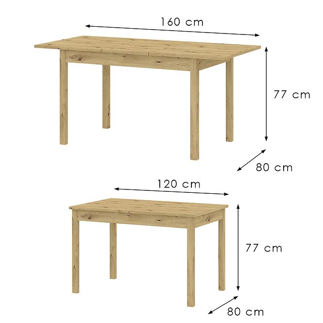 Asztal  Rozkładany Sendi 120/160x80 Artisan