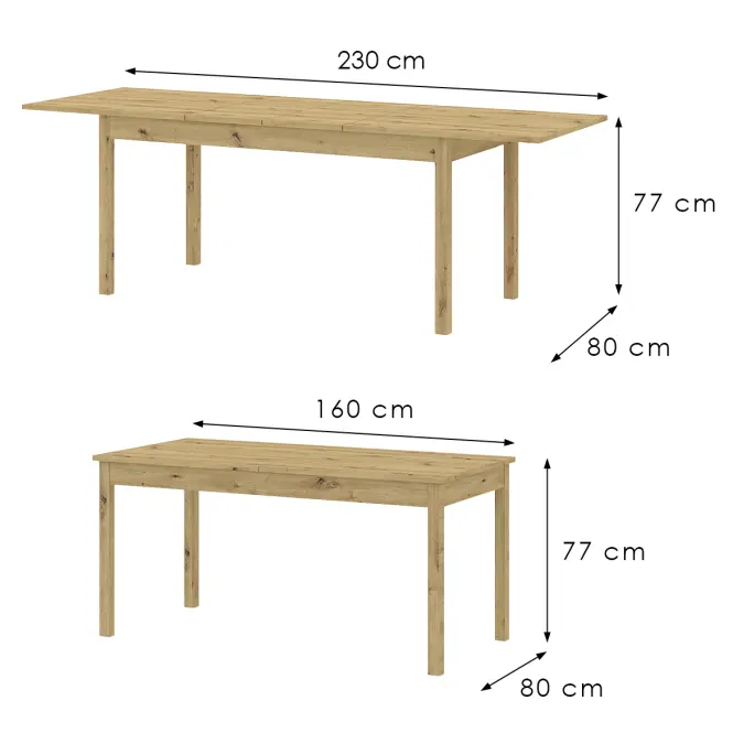 Asztal  Rozkładany Sendi 160/240x80 Artisan,2