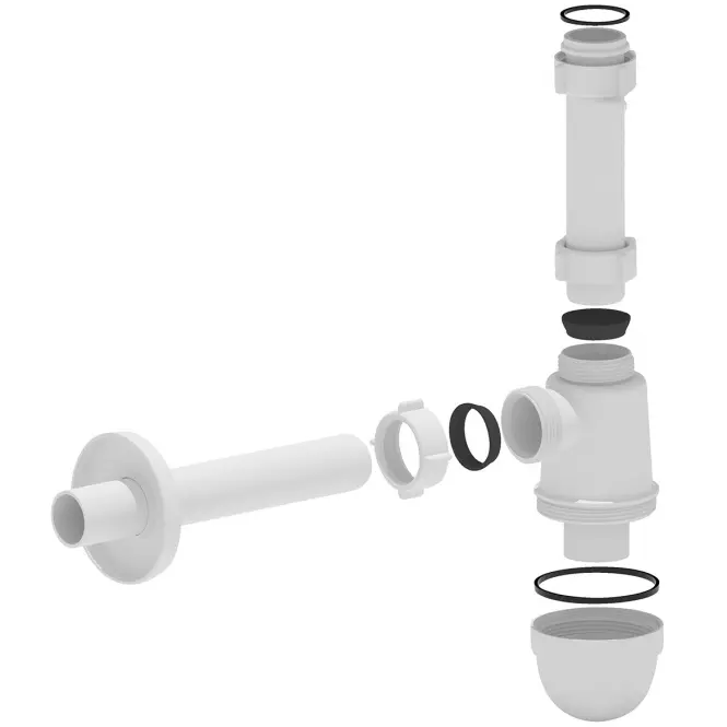 Mosdószifon palackos, lefolyó nélkül, Ø 40 mm, 2883,2