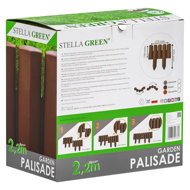 Kerti palánk PA22 (8 darabos készlet) Stella Green antracit