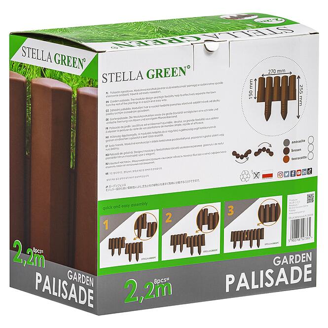 Kerti palánk PA22 (8 darabos készlet) Stella Green barna