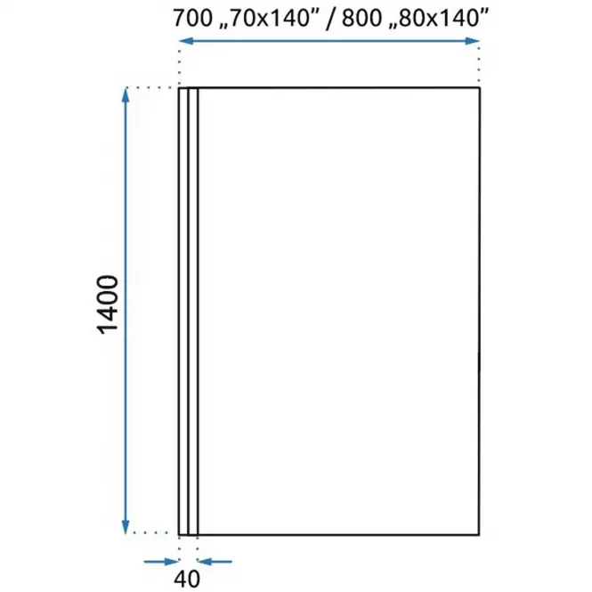 Kád üveglap Lagos fix rögzített 80x140 black,2