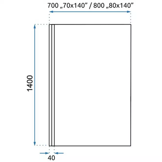 Kád üveglap Lagos-1 fix rögzített 70x140 black,2