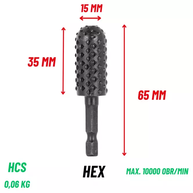Henger alakú fa marószerszám 15 mm,3