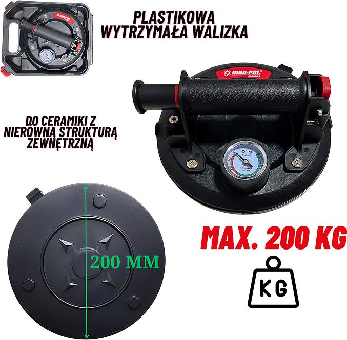 Vákuumos tapadókorong pumpával és manométerrel 200 kg-ig,4