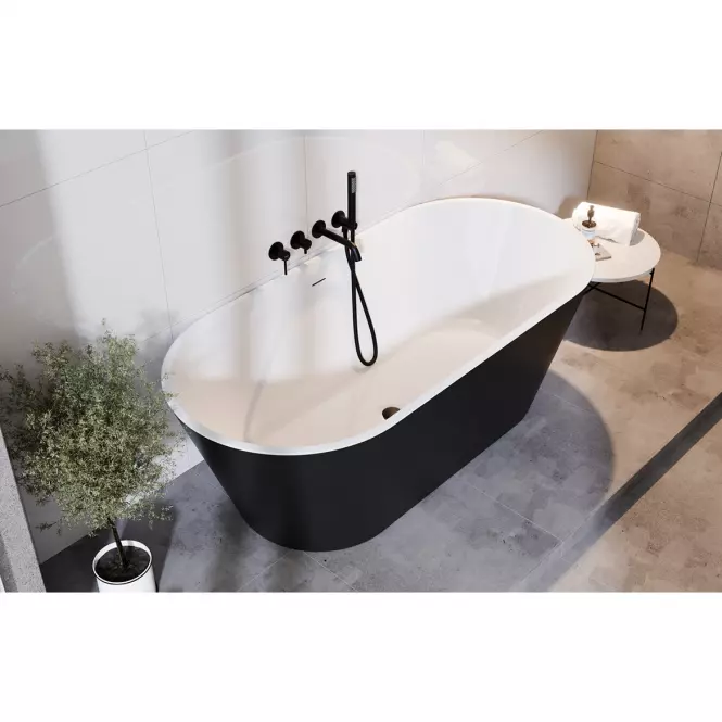 Szabadon álló kád  Deeva matt B&W 180/80 + szifon čierny mat