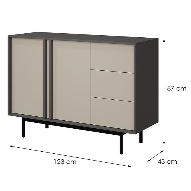 Komód 120 Alsy 7 Világos bézs/Antracit,2