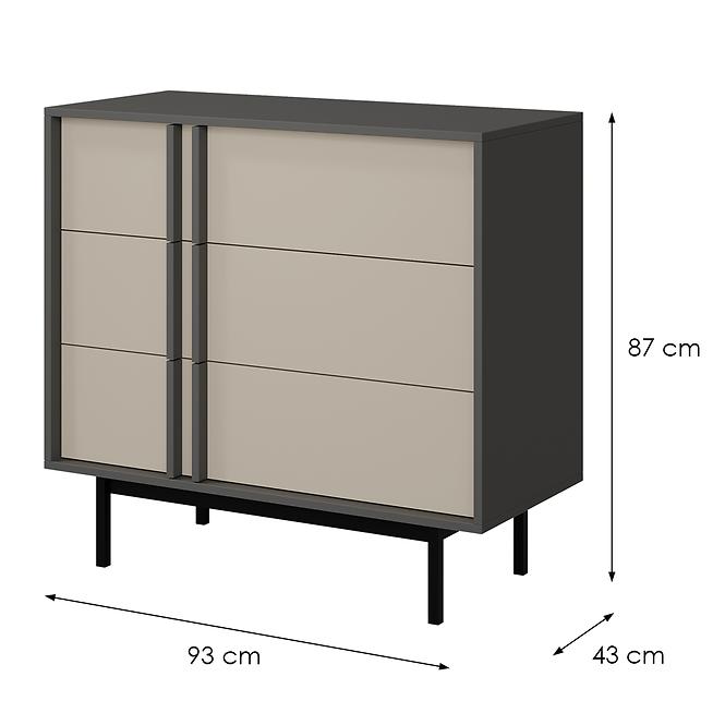 Komód 90 Alsy 8 Világos bézs/Antracit,2
