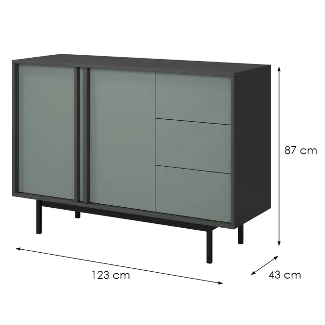 Komód 120 Alsy 7 Aloé/Antracit