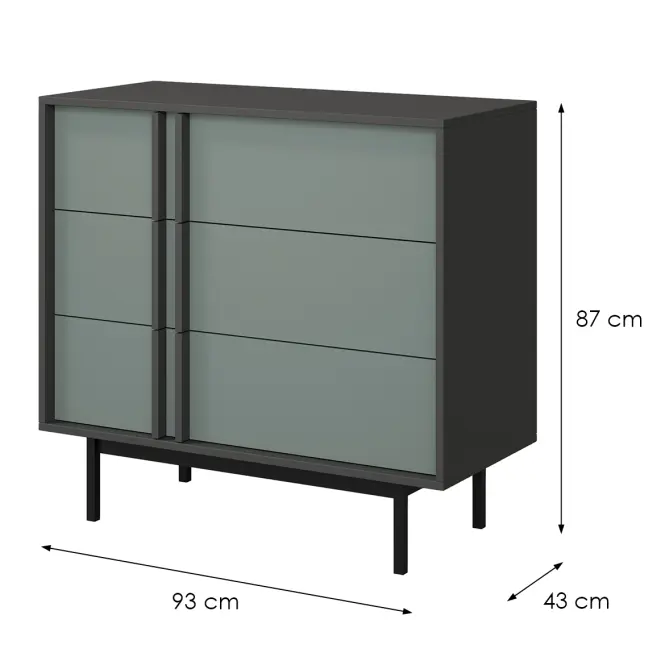 Komód 90 Alsy 8 Aloé/Antracit