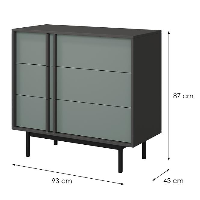 Komód 90 Alsy 8 Aloé/Antracit