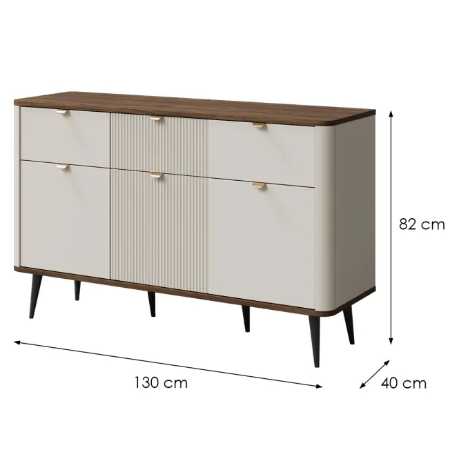 Komód 130 Marly 10 3d3s Dió/Kasmír