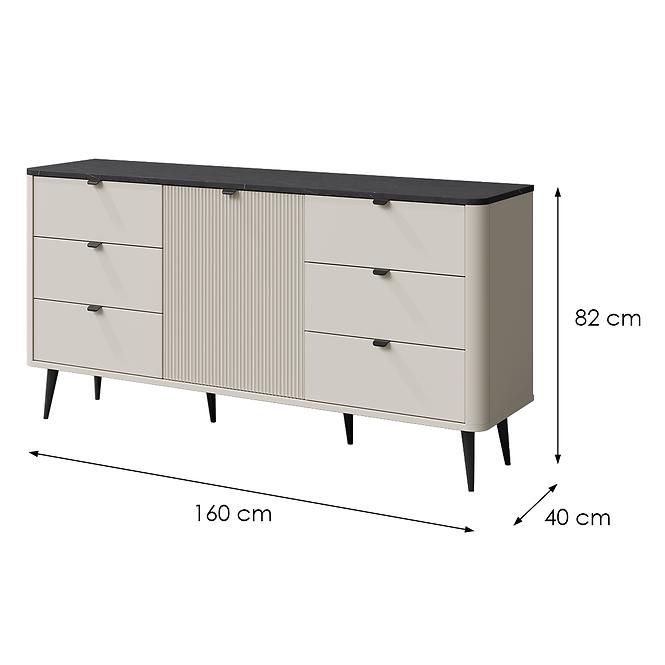 Komód 160 Marly 9 1d6s Kasmír/Szürke kő,2