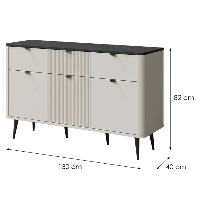 Komód 130 Marly 10 3d3s Kasmír/Szürke kő