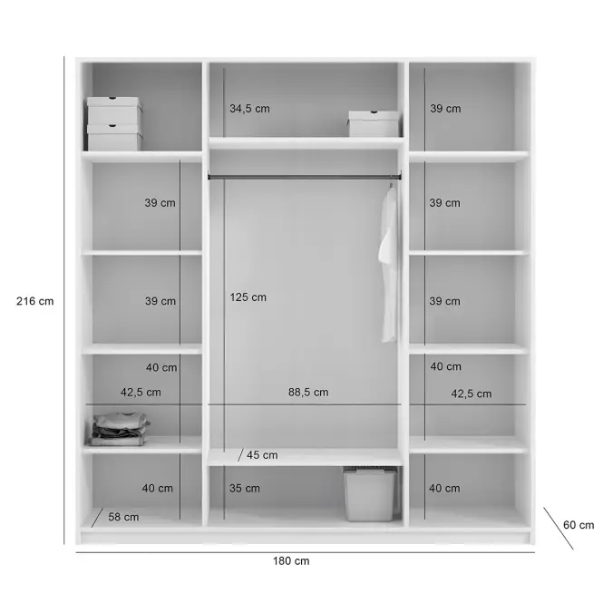 Szekrény Nicea 180 barna agyag