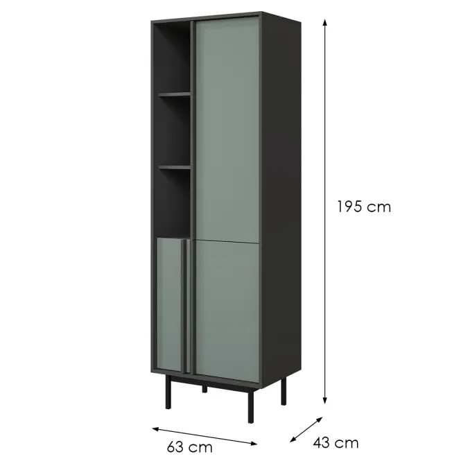 Vitrin Alsy 3 Aloé/Antracit