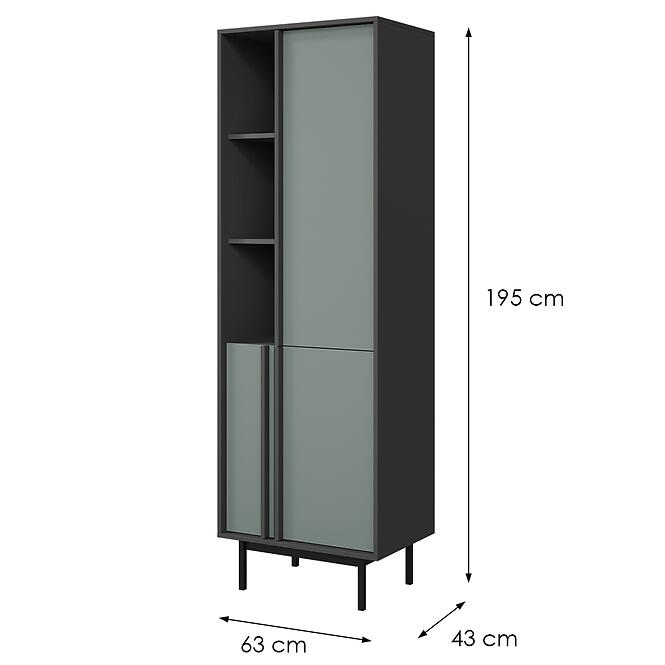 Vitrin Alsy 3 Aloé/Antracit