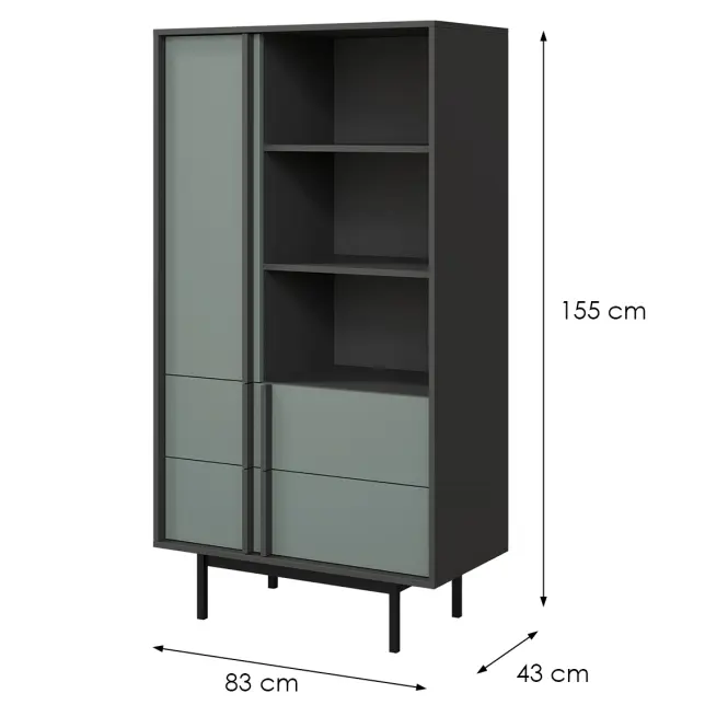 Vitrin Alsy 4 Aloé/Antracit,2