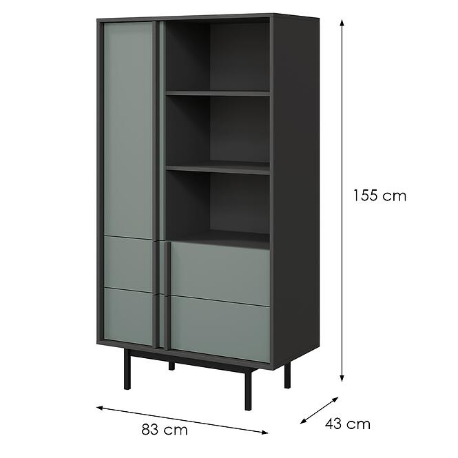 Vitrin Alsy 4 Aloé/Antracit,2