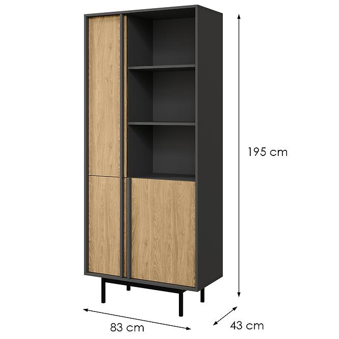 Witryna Alsy 2 Olajozott tölgy/Antracit,2