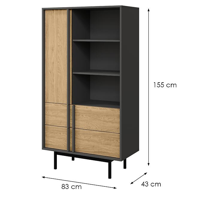 Vitrin Alsy 4 Olajozott tölgy/Antracit,2