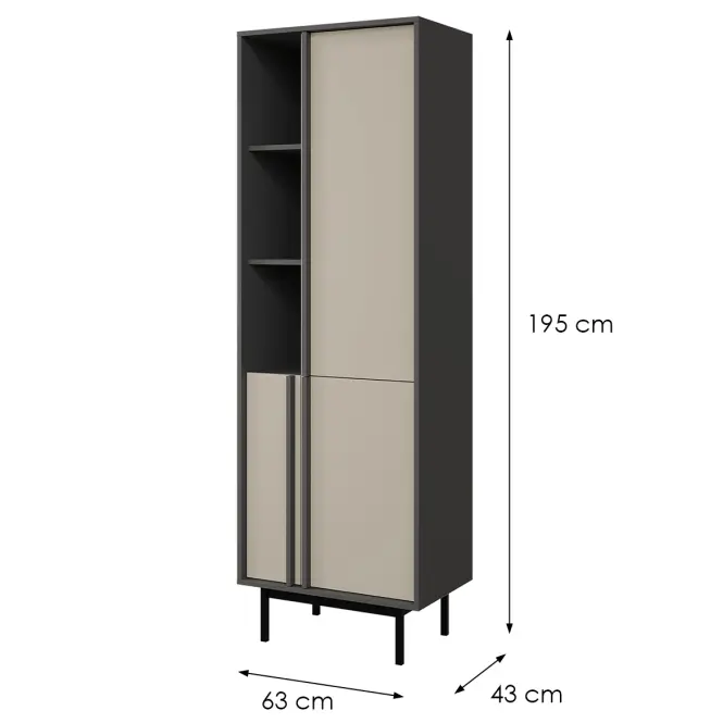 Vitrin Alsy 3 Világos bézs/Antracit,2