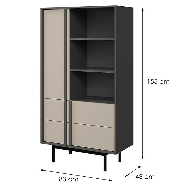 Vitrin Alsy 4 Világos bézs/Antracit,2