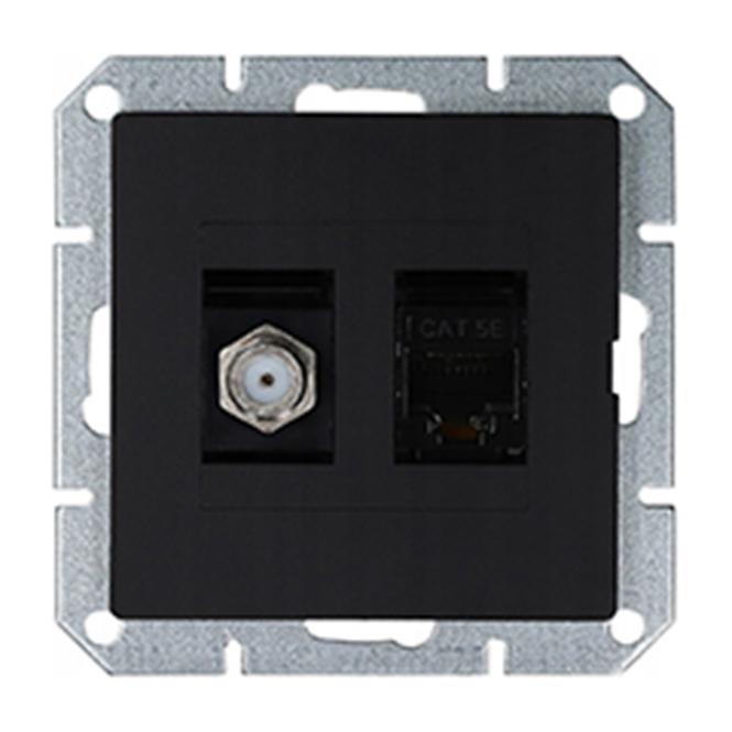 Aljzat typu F + Aljzat RJ45 MEDIUM black 33505
