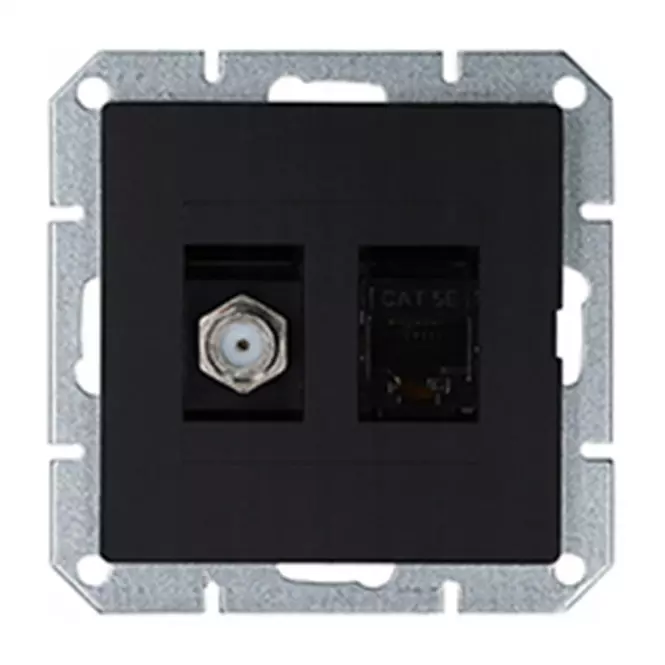 Aljzat typu F + Aljzat RJ45 MEDIUM black 33505