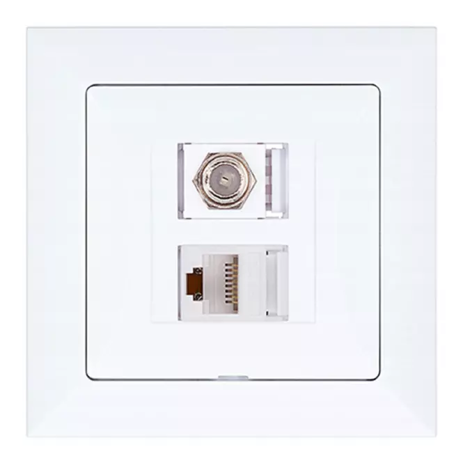 Aljzat typu F + Aljzat RJ45 POLA white 33026