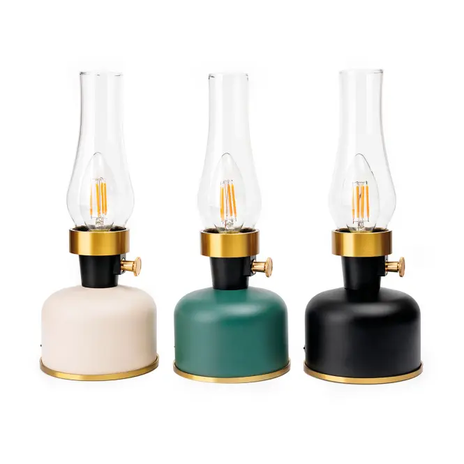 Asztali lámpa OLIA USB IP44 black