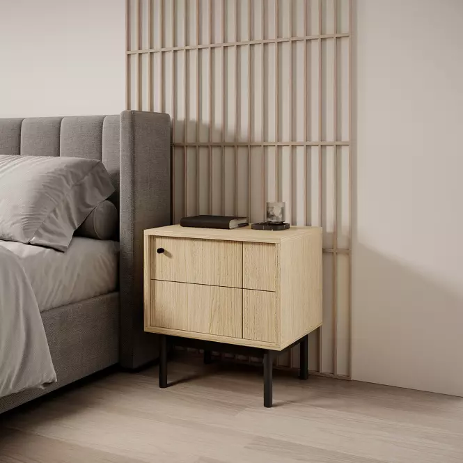 Éjjeliszekrény Japandi S54 tölgy linea