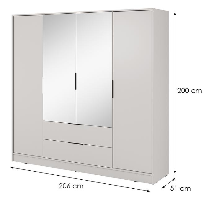 Szekrény Kelly 4D tükörrel cashmere,2