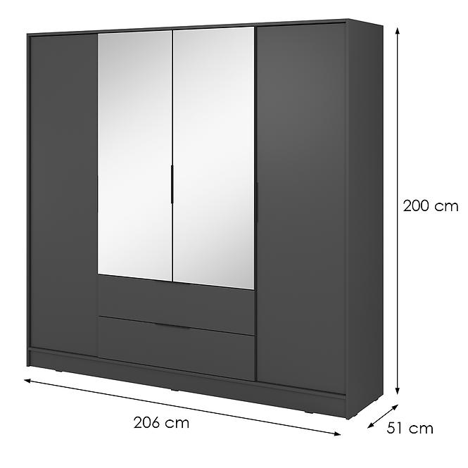 Szekrény Kelly 4D tükörrel grafit,2