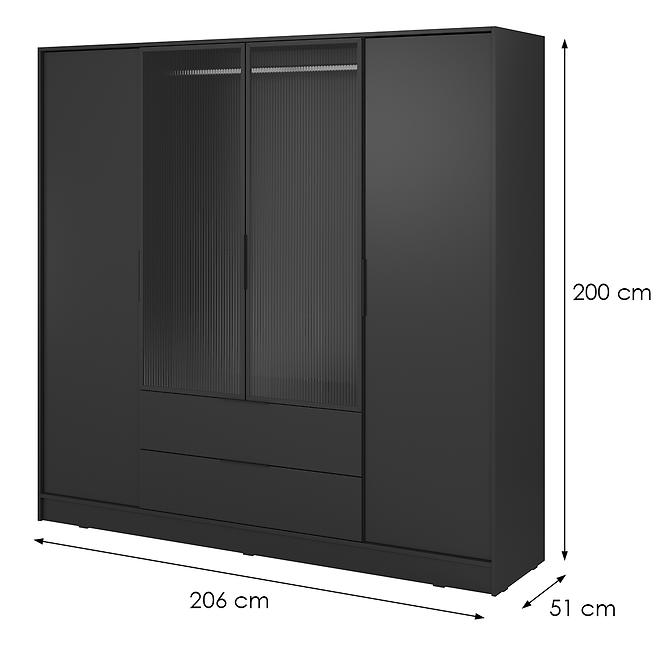 Szekrény Kelly 4D RM fekete + led