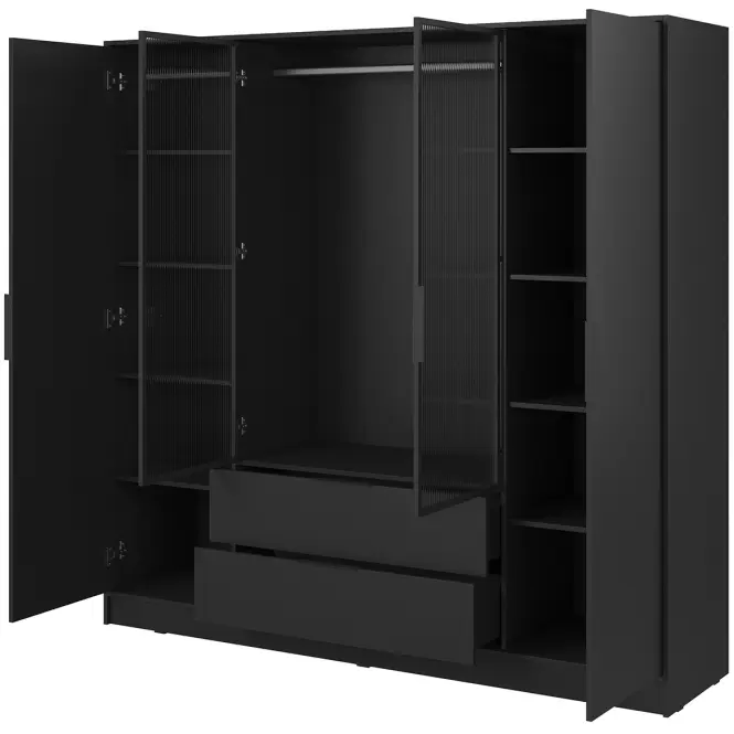 Szekrény Kelly 4D RM fekete + led,3