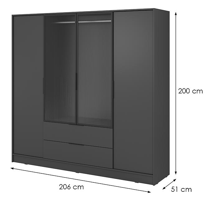 Szekrény Kelly 4D RM grafit + led