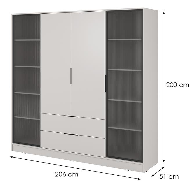 Szekrény Kelly 4D RD cashmere + led